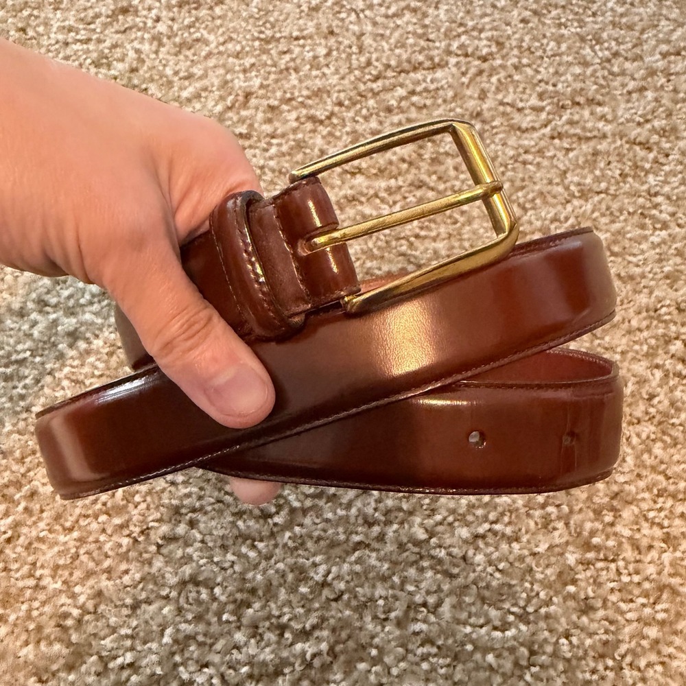 Vintage‎ Coach belt brown cowhide leather brass buckle 38" classic minimalist